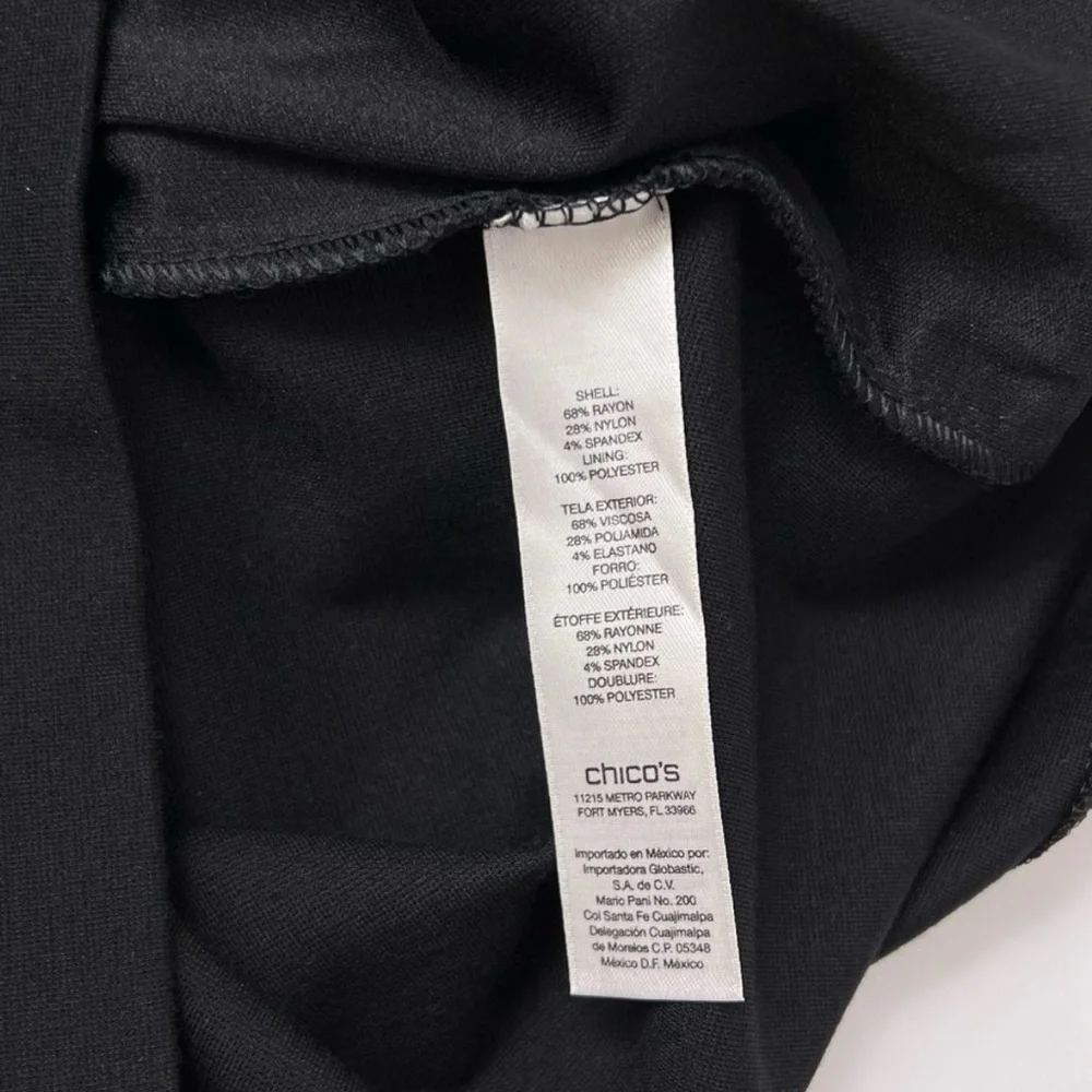 Chico's Dress Angle-Seamed Wendi Mini Knee Length Black Ponte Knit EUC Size 1.5 - Picture 7 of 8